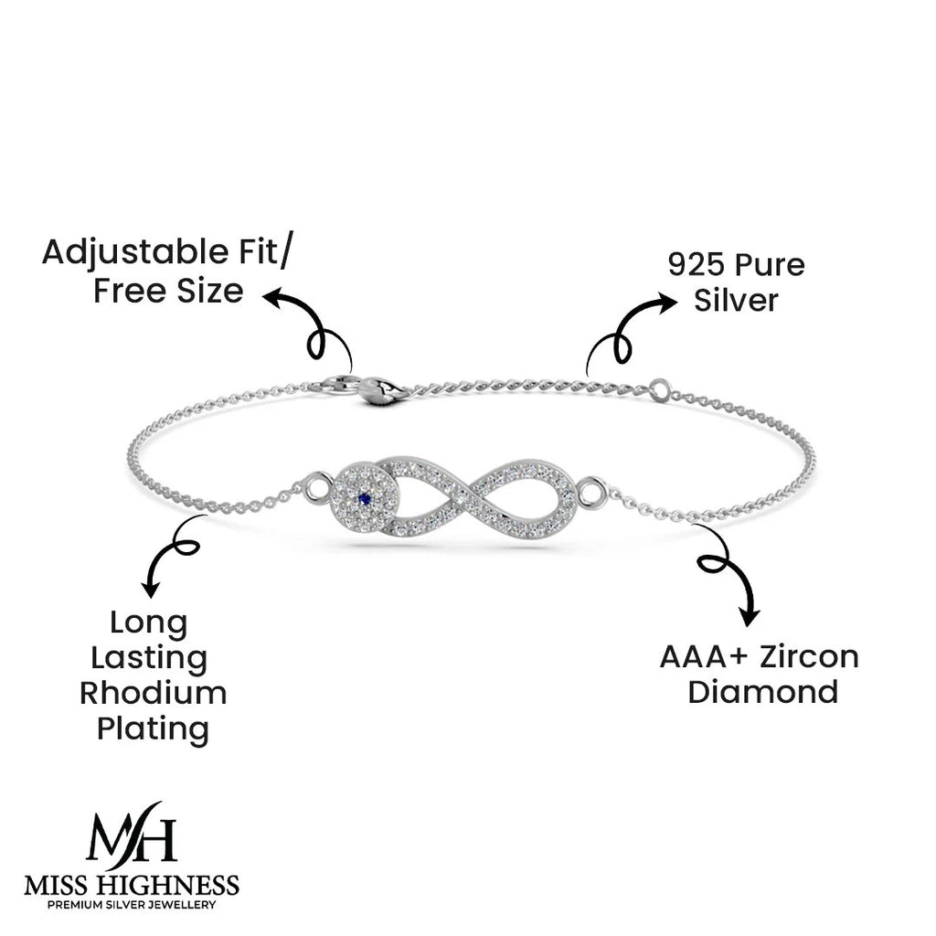 LUSO 92.5% Pure Sterling Silver Infinity Bracelet