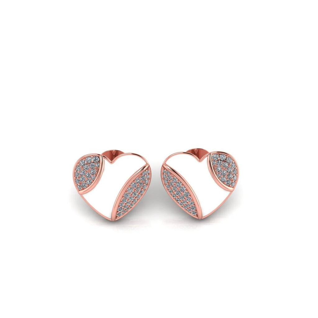 LUSO 92.5% Pure Sterling Silver Heart Shape Rose Gold Plated Earrings