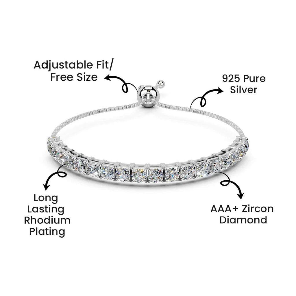 LUSO 92.5% Pure Sterling Silver Adjustable Bracelet