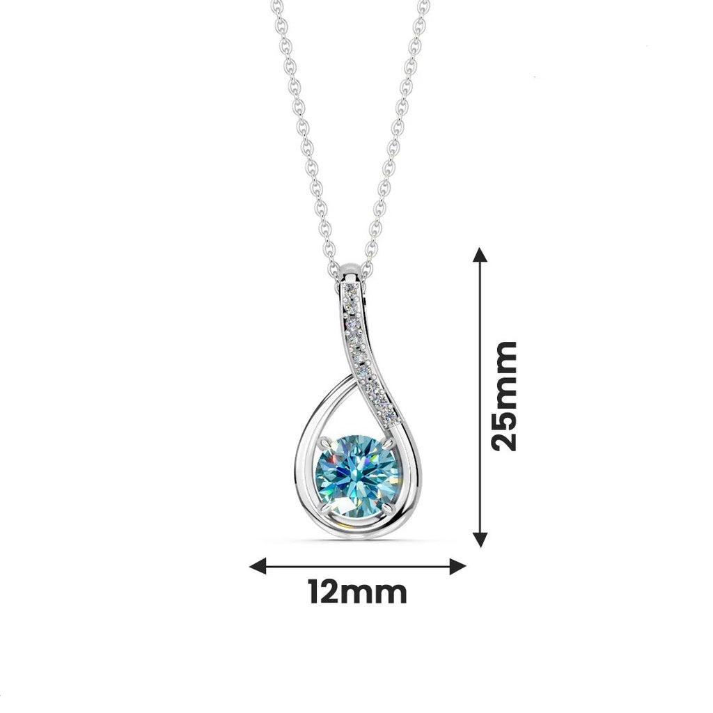 LUSO 92.5% Pure Sterling Silver Blue Stone Pendant with Zircon Accents