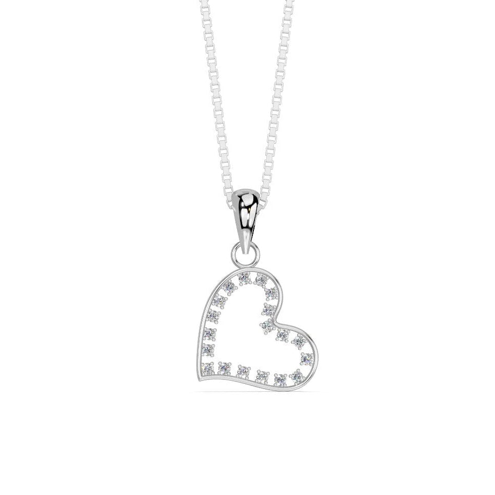 LUSO 92.5% Pure Sterling Silver Heart Pendant with pure silver Link Chain