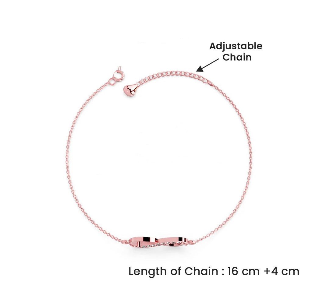 LUSO 92.5% Pure Sterling Silver Bracelet with AAA+ Zircon & Floral Design Rose Gold Plated