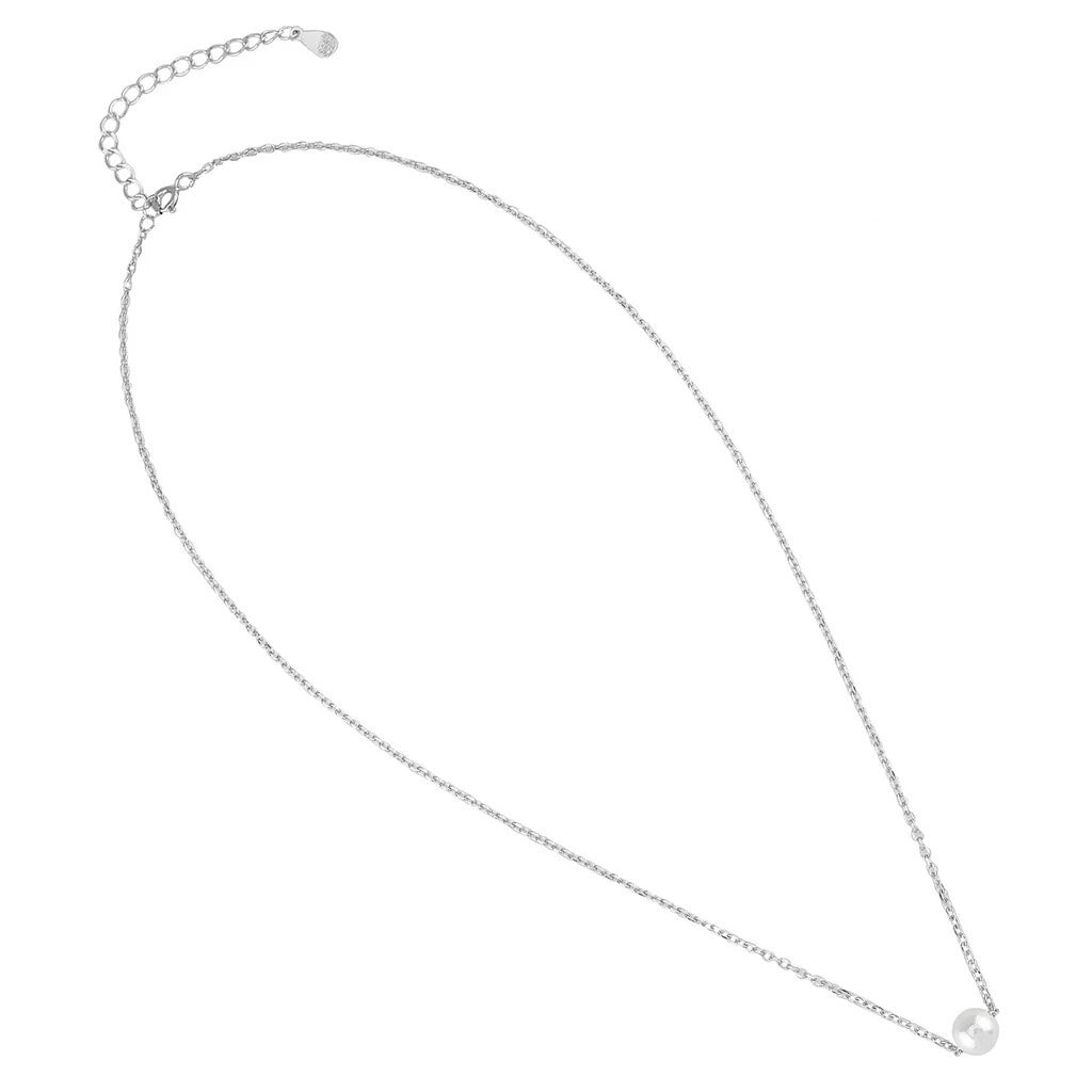 LUSO 92.5% Pure Sterling Silver Single Pearl Pendant with Earrings