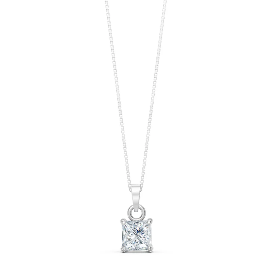 LUSO 925 Sterling Silver Solitaire Pendant with pure Silver Link Chain