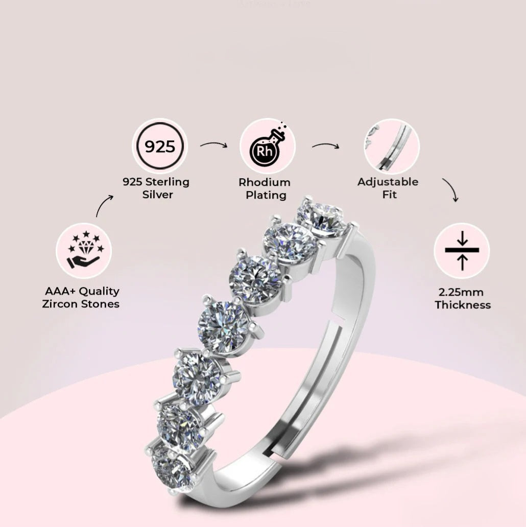 LUSO 92.5% Pure Sterling Silver Serena Silver Eternity Band