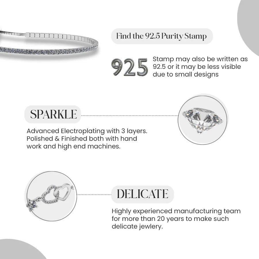 LUSO 92.5% Pure Sterling Silver Tennis bracelet with Cubic Zirconia
