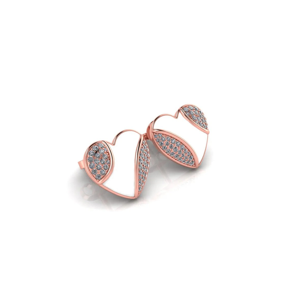 LUSO 92.5% Pure Sterling Silver Heart Shape Rose Gold Plated Earrings