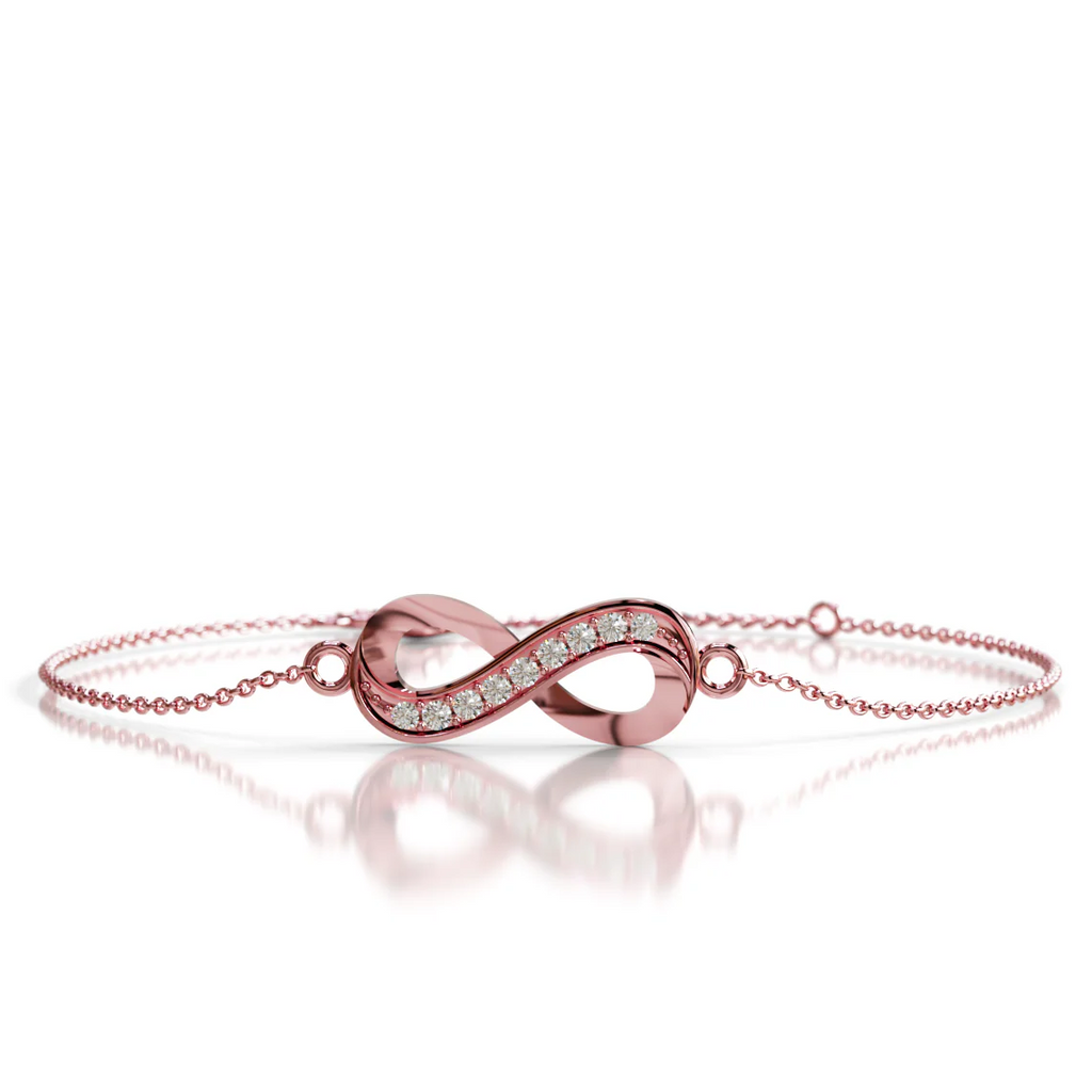 LUSO 92.5% Pure Sterling Silver Bracelet with AAA+ Zircon & Floral Design Rose Gold Plated