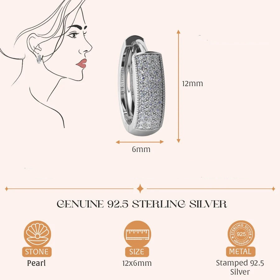 LUSO 92.5% Pure Sterling Silver Charming Crystal Stud Earrings