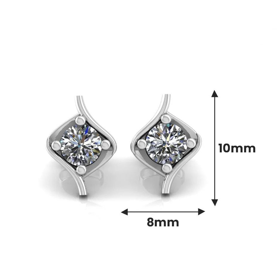 LUSO 92.5% Pure Sterling Silver Swirl Stud Earrings with Zircon Stone