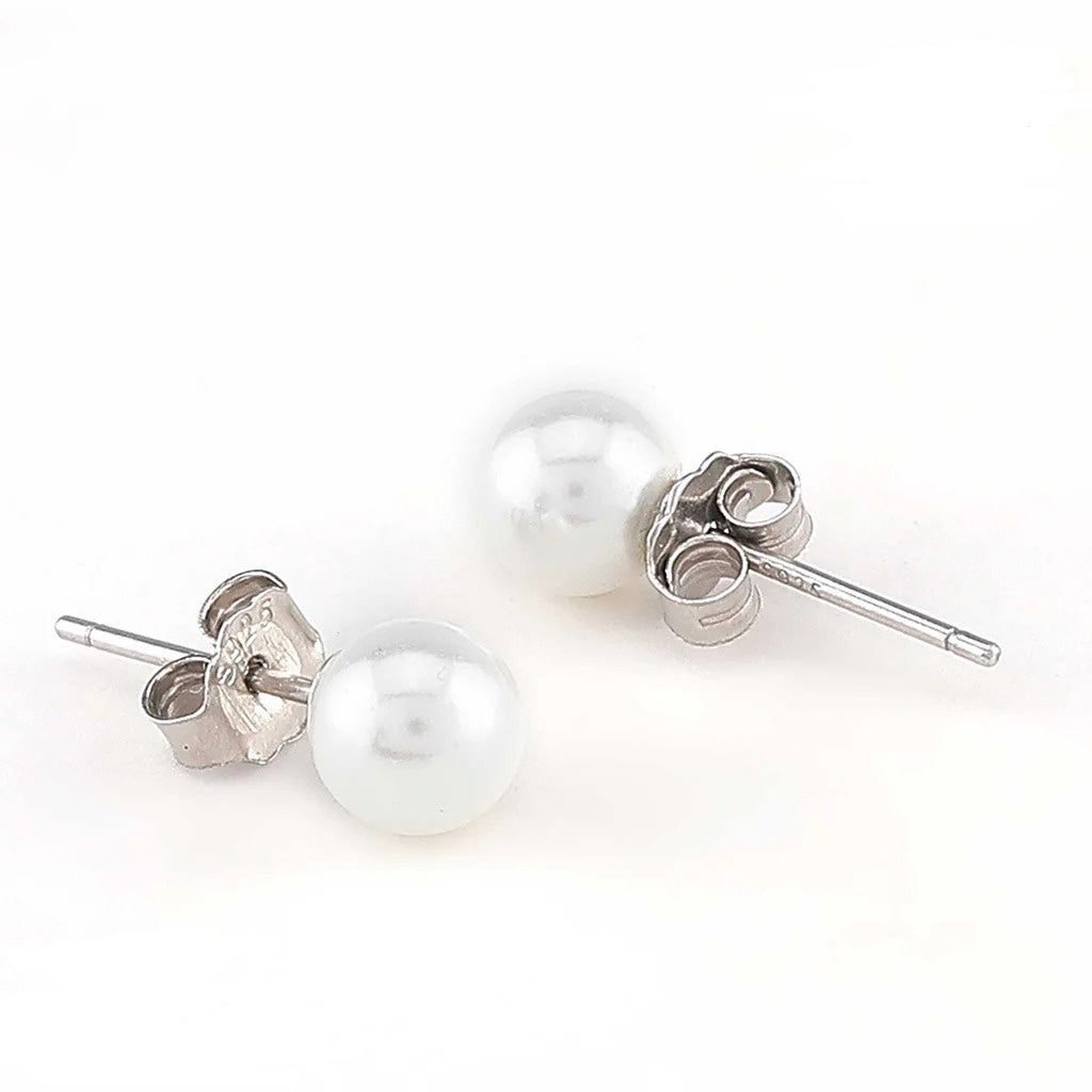 LUSO 92.5% Pure Sterling Silver Single Pearl Pendant with Earrings