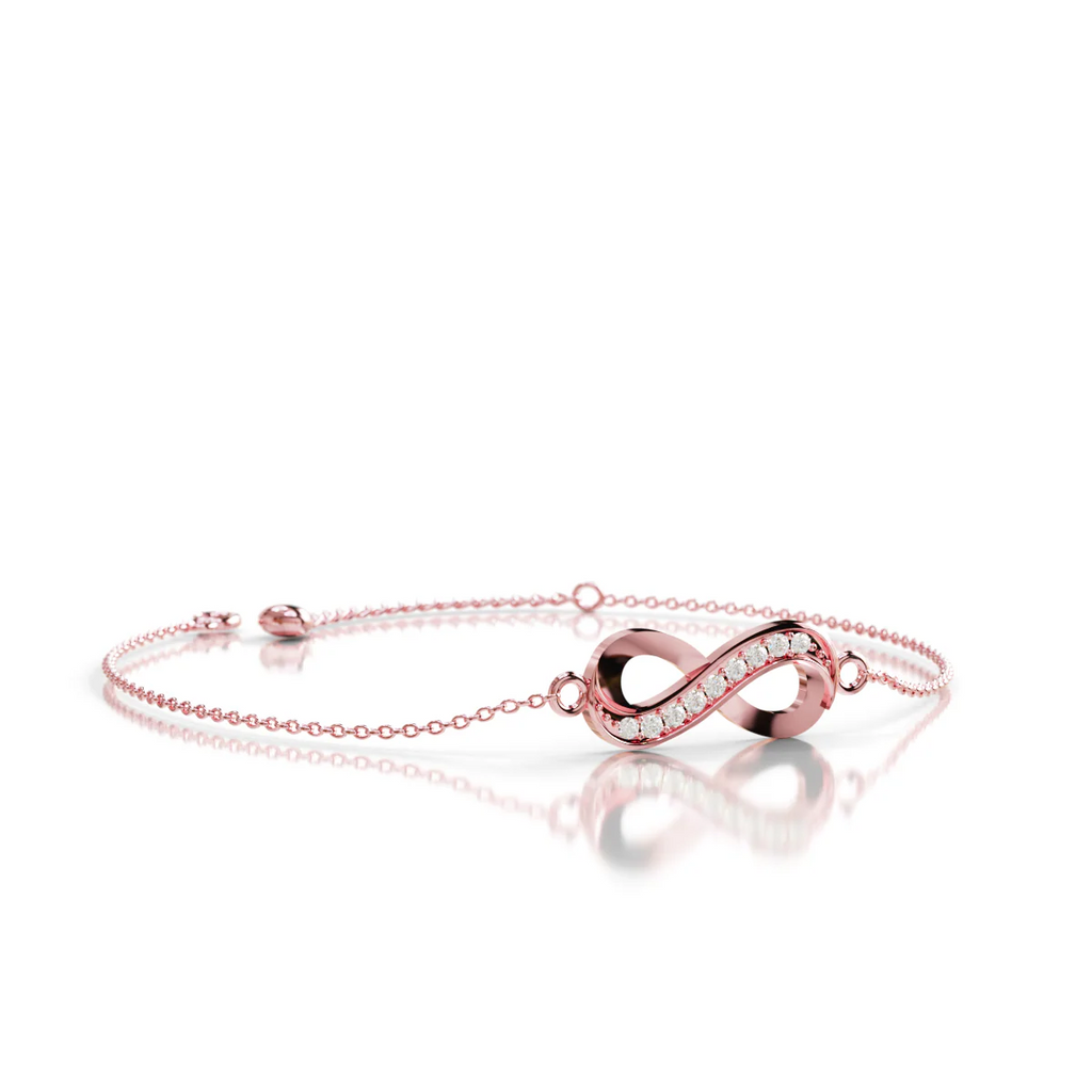 LUSO 92.5% Pure Sterling Silver Bracelet with AAA+ Zircon & Floral Design Rose Gold Plated