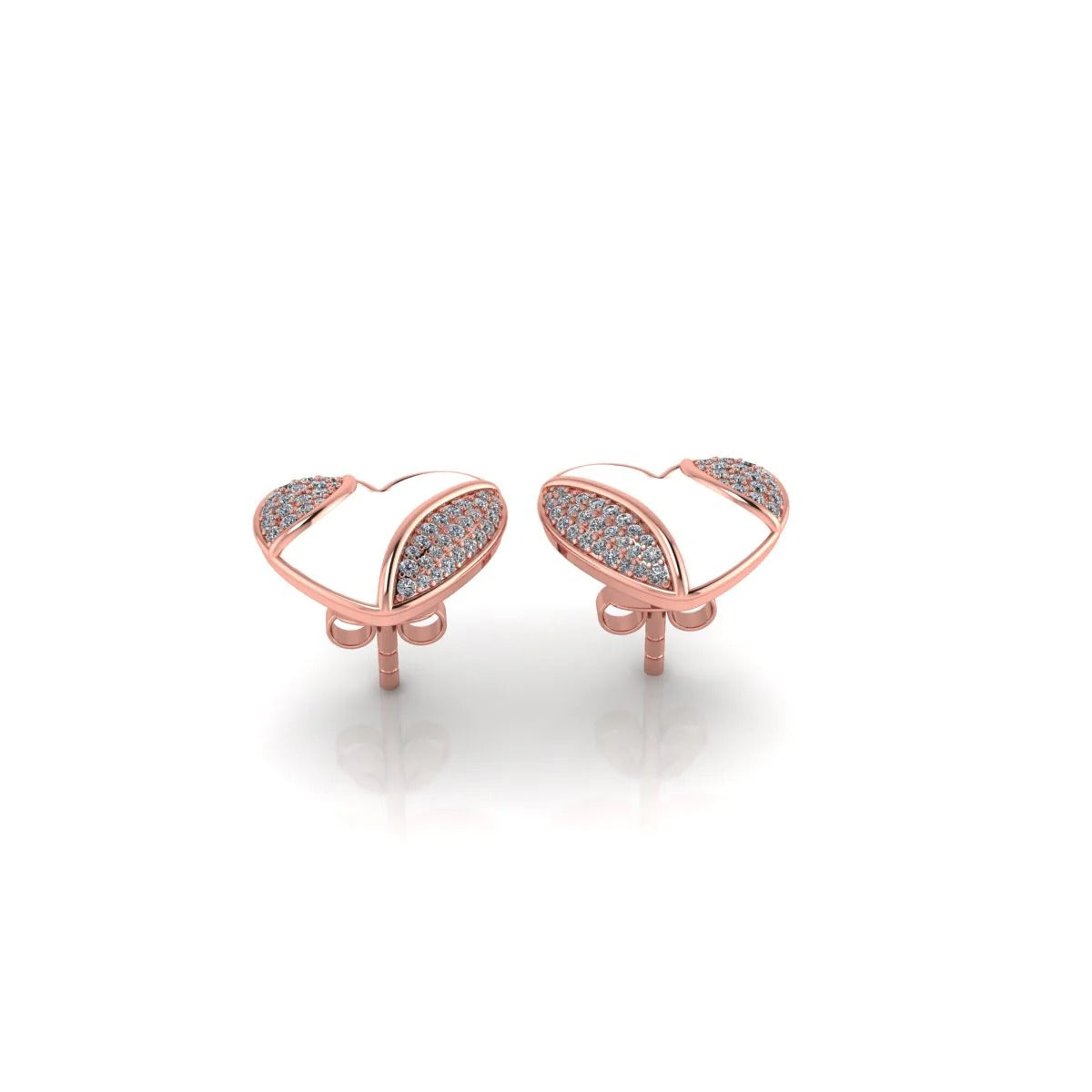 LUSO 92.5% Pure Sterling Silver Heart Shape Rose Gold Plated Earrings