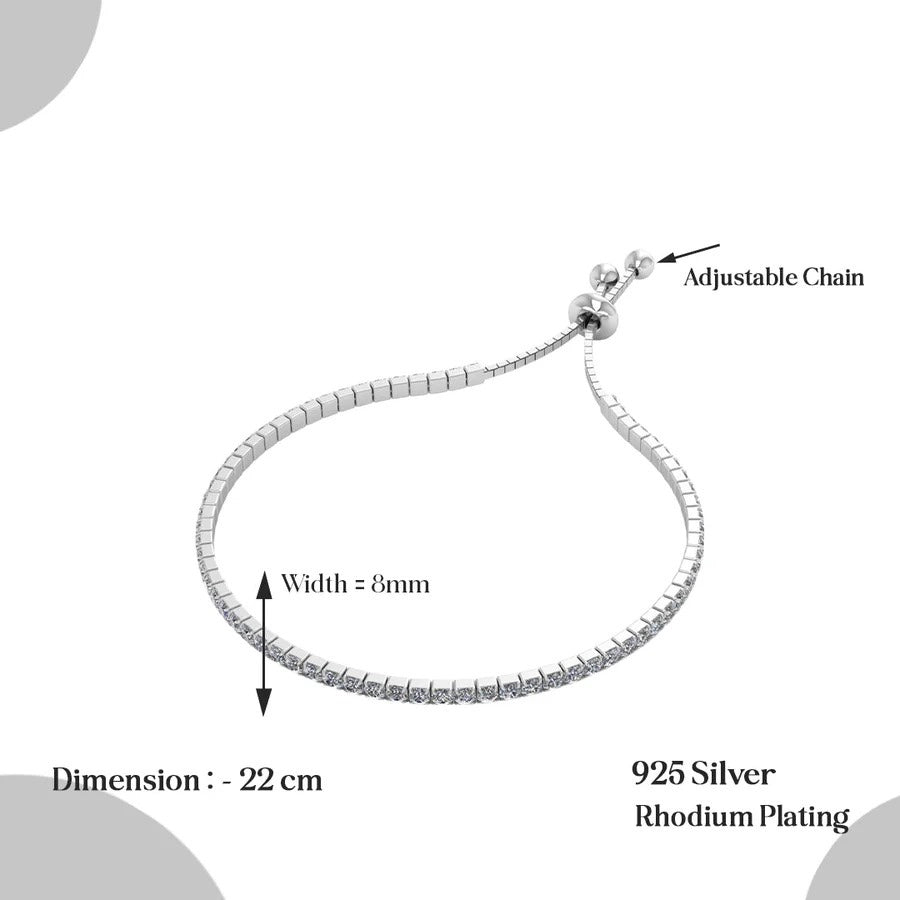 LUSO 92.5% Pure Sterling Silver Tennis bracelet with Cubic Zirconia