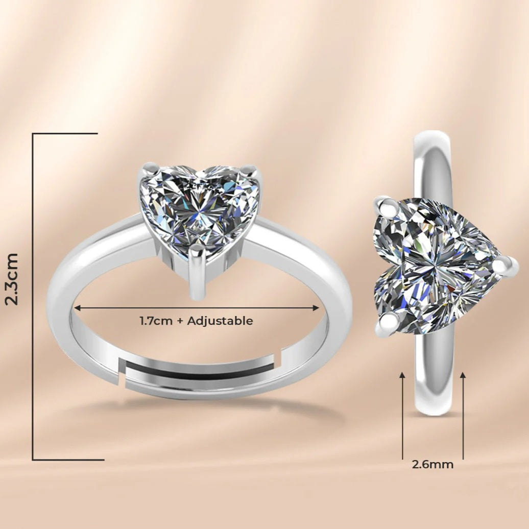 LUSO 92.5% Pure Sterling Silver Aurelia Silver Heart Ring