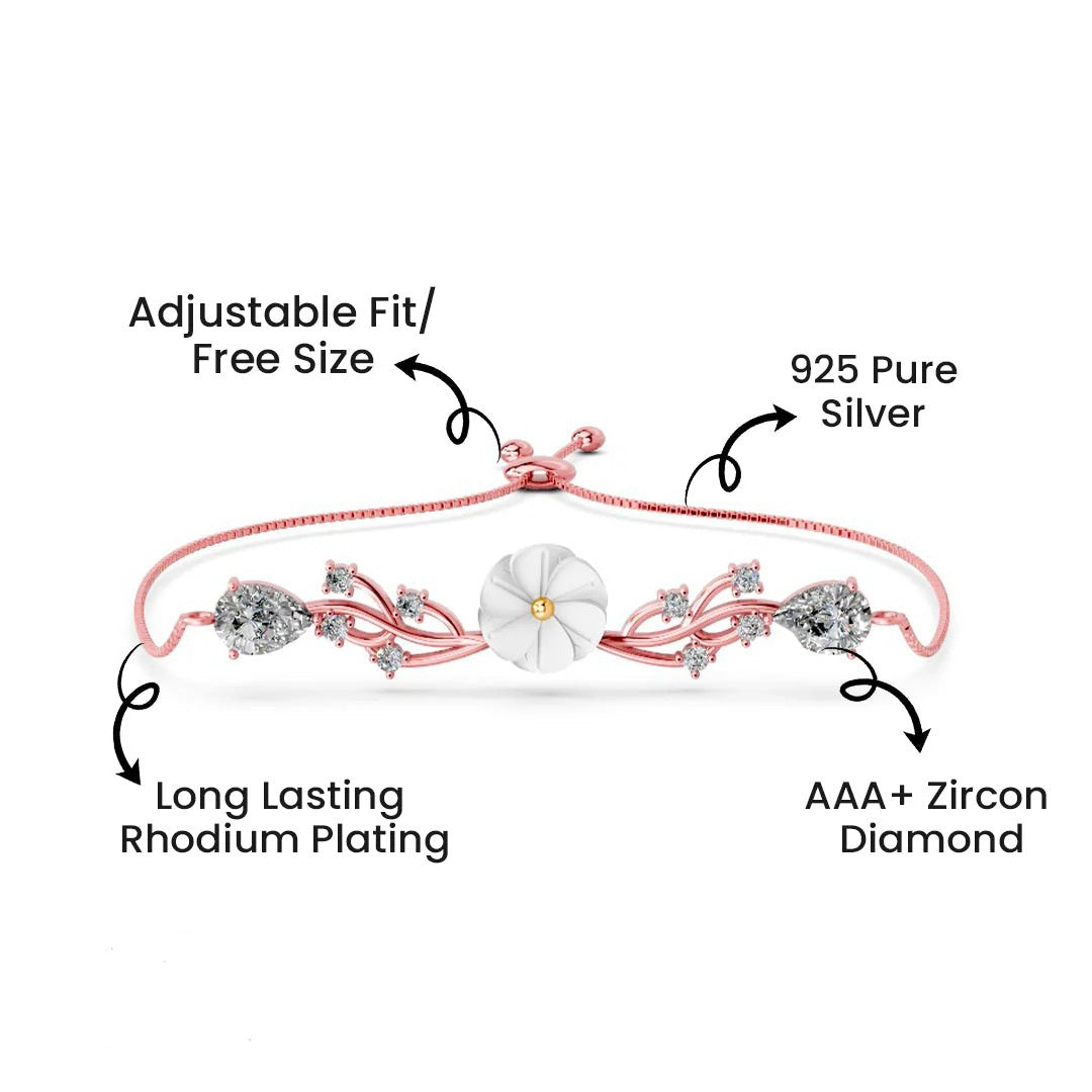 LUSO 92.5% Pure Sterling Silver & Rose Gold Plated Adjustable Bracelet