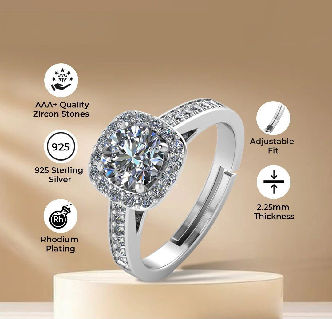 LUSO 92.5% Pure Sterling Silver Adjustable One Single Promise Silver Ring