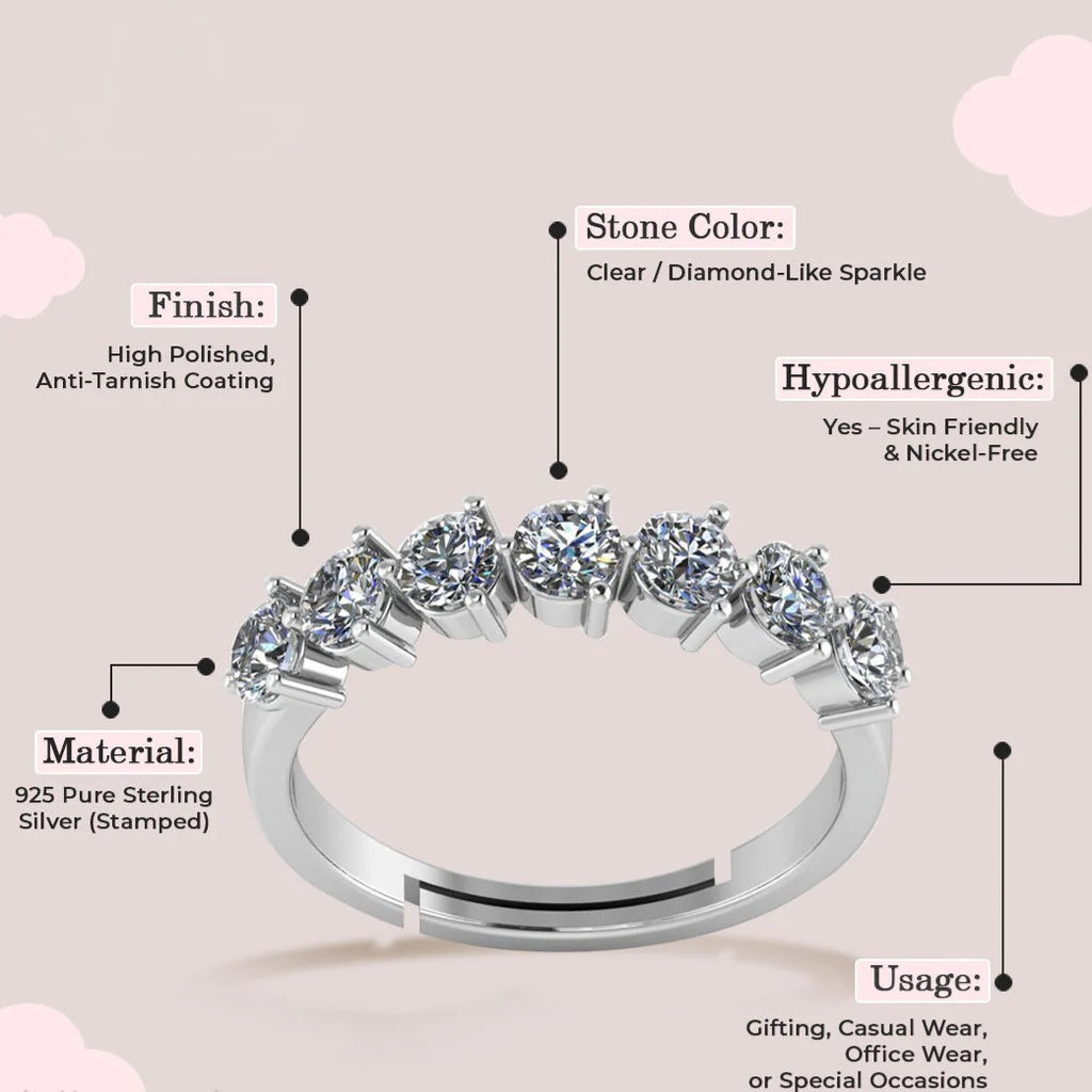 LUSO 92.5% Pure Sterling Silver Serena Silver Eternity Band