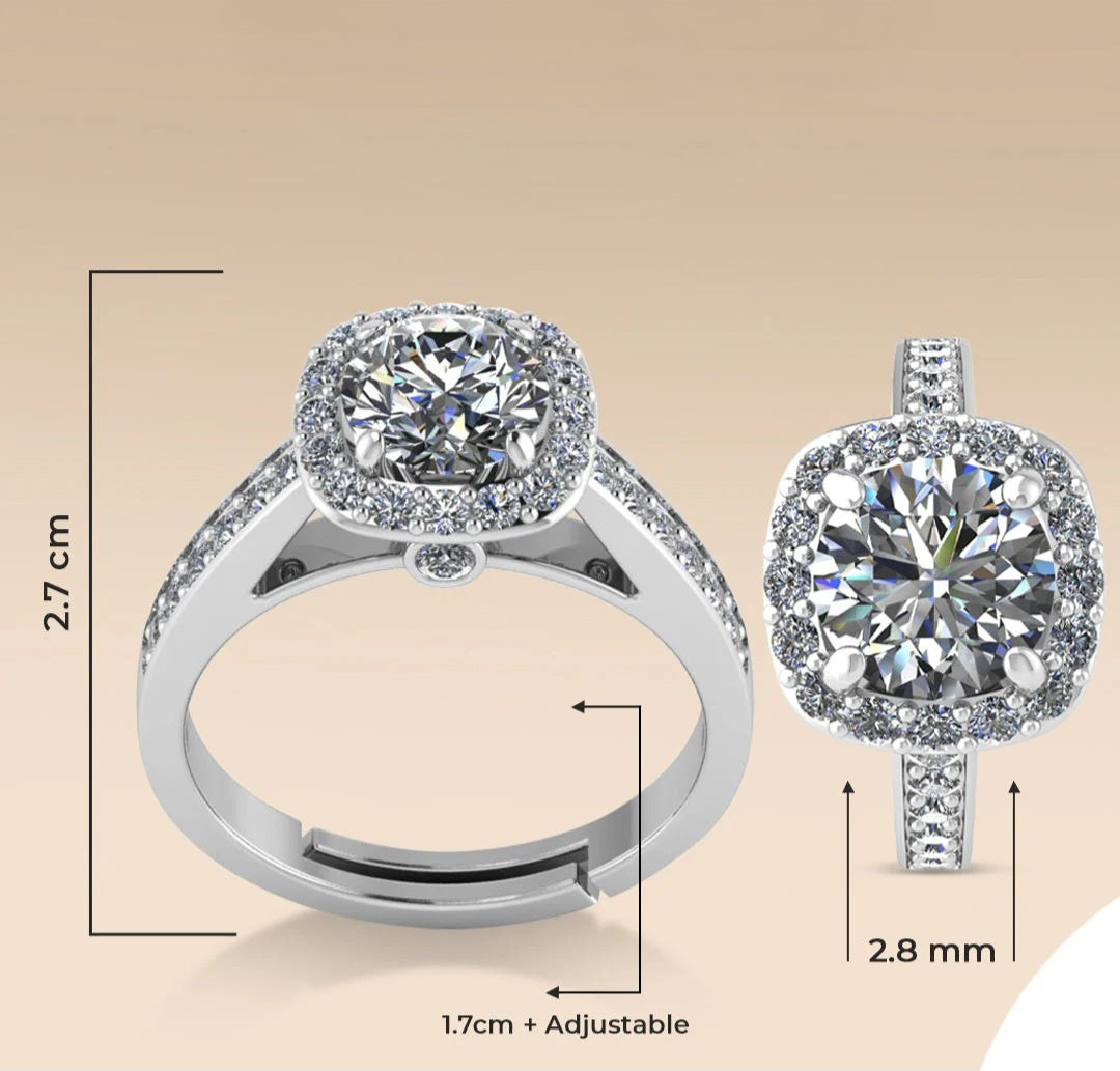 LUSO 92.5% Pure Sterling Silver Adjustable One Single Promise Silver Ring