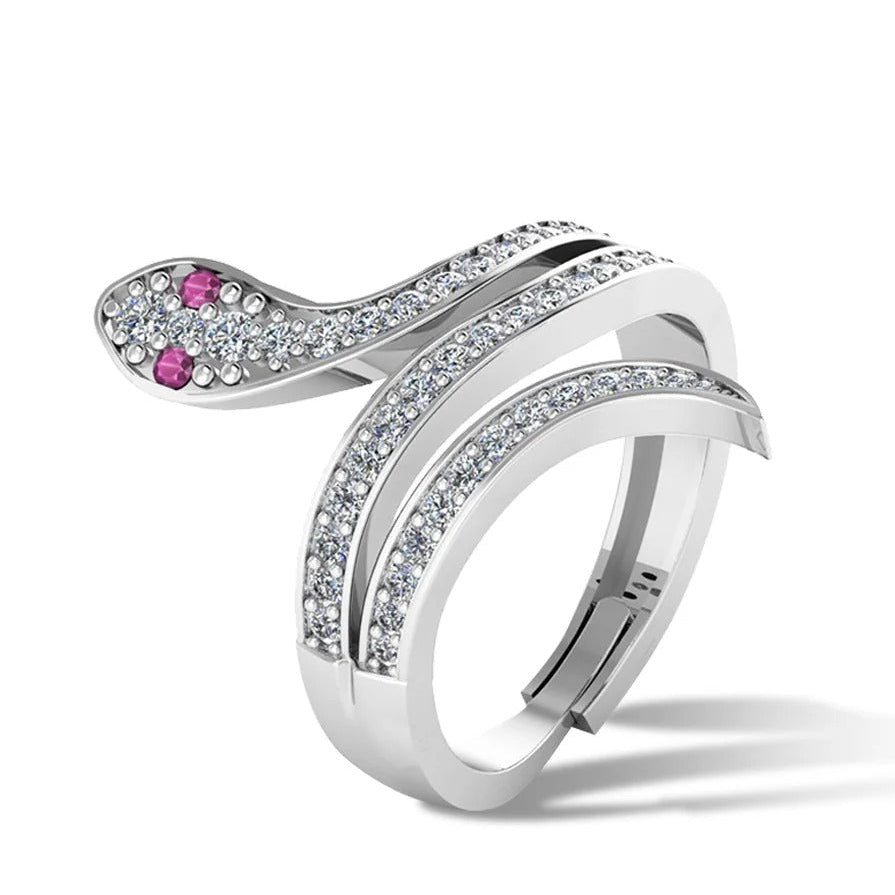 LUSO 92.5% Pure Silver Moon eye Snake Wrap Ring