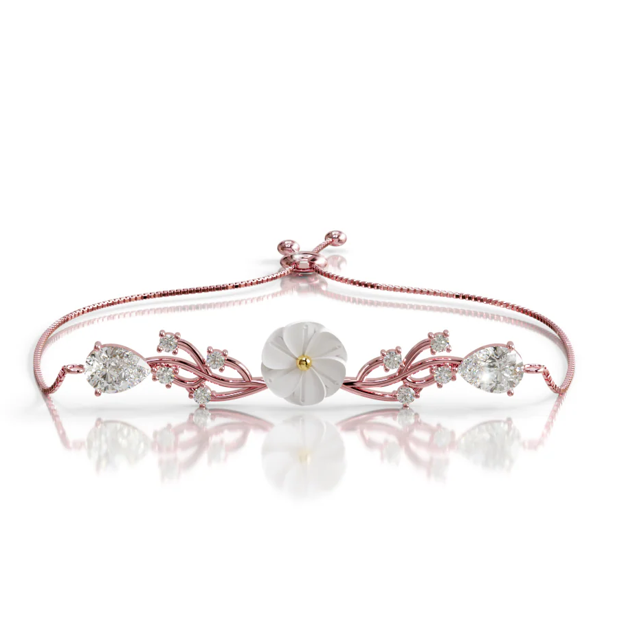 LUSO 92.5% Pure Sterling Silver & Rose Gold Plated Adjustable Bracelet