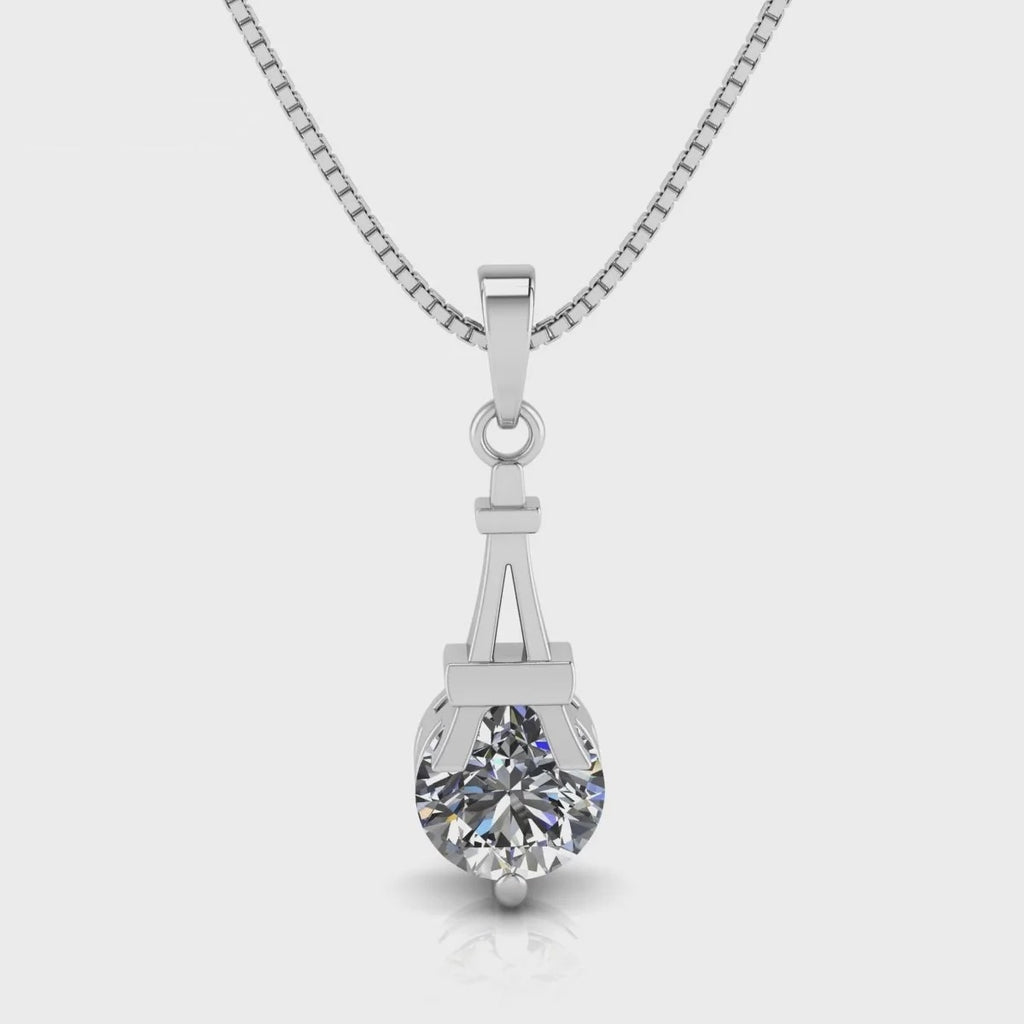 LUSO 92.5% Pure Sterling Silver Eiffel Tower Luxury Pendant with chain