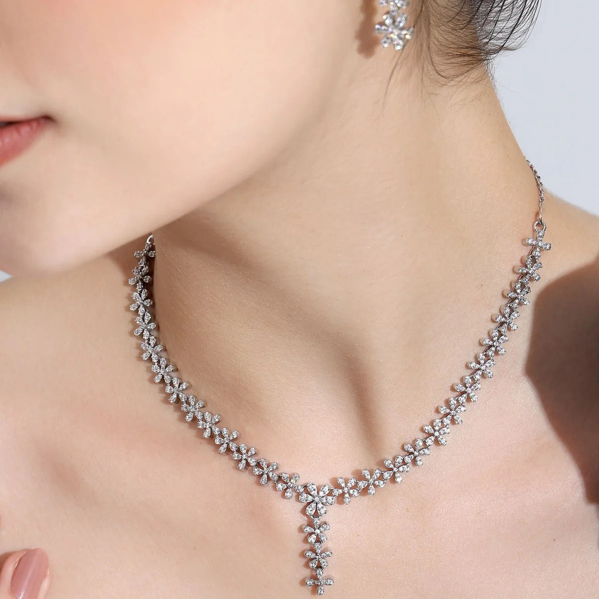 LUSO 92.5% Sterling Silver Necklace & Earring Set