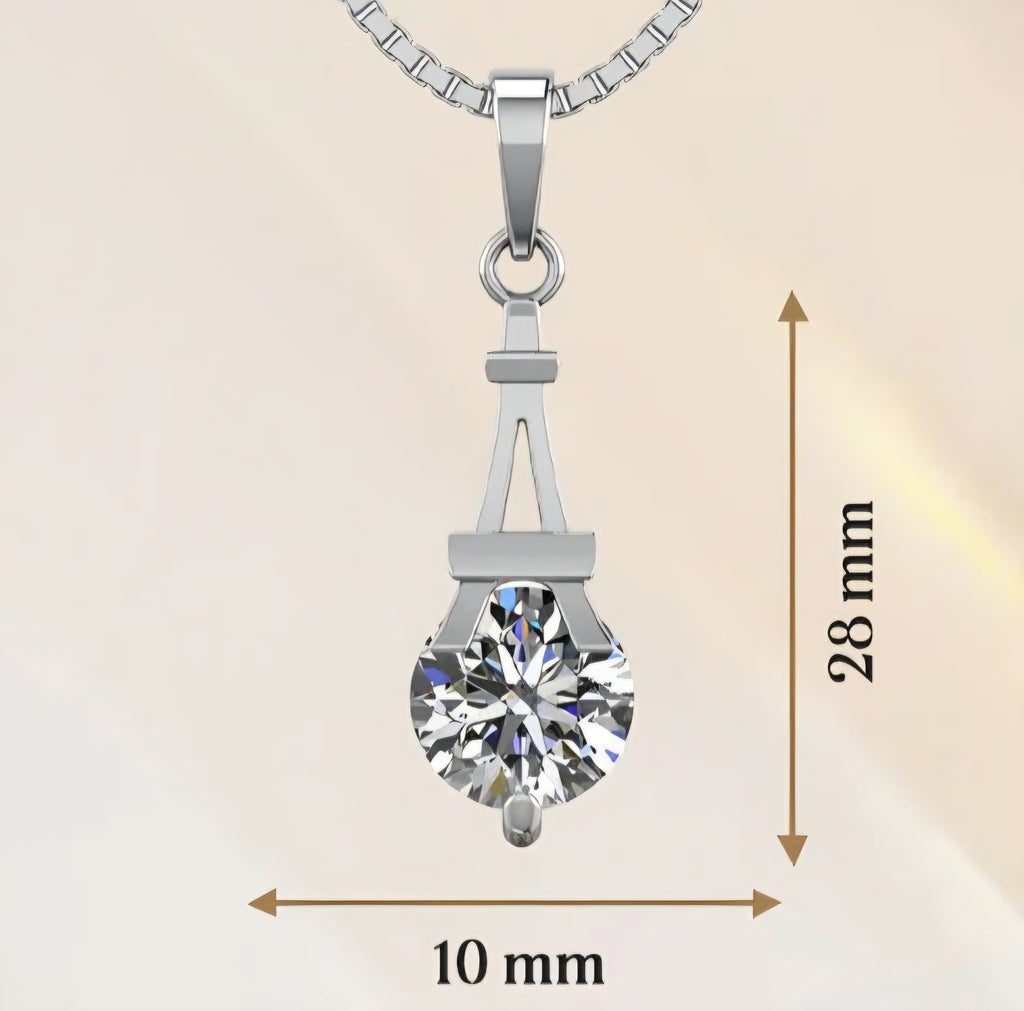 LUSO 92.5% Pure Sterling Silver Eiffel Tower Luxury Pendant with chain