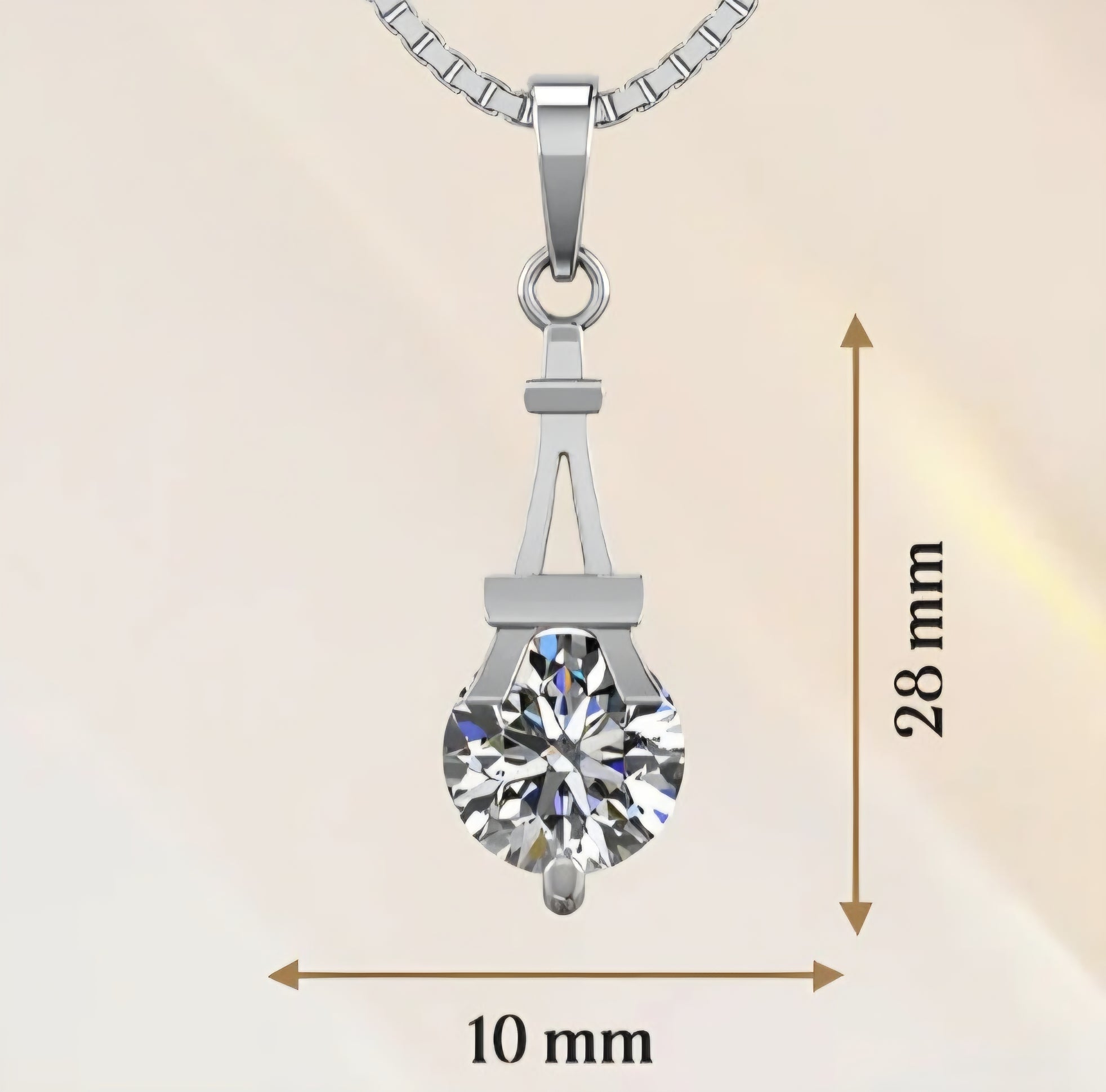 LUSO 92.5% Pure Sterling Silver Eiffel Tower Luxury Pendant with chain