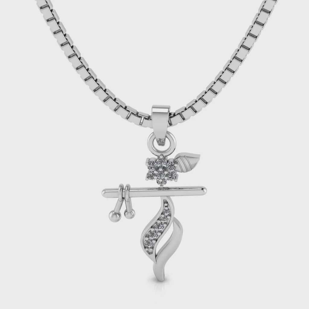 LUSO 92.5% Pure Sterling Silver Shri Krishna Flute Pendant pendent with chain