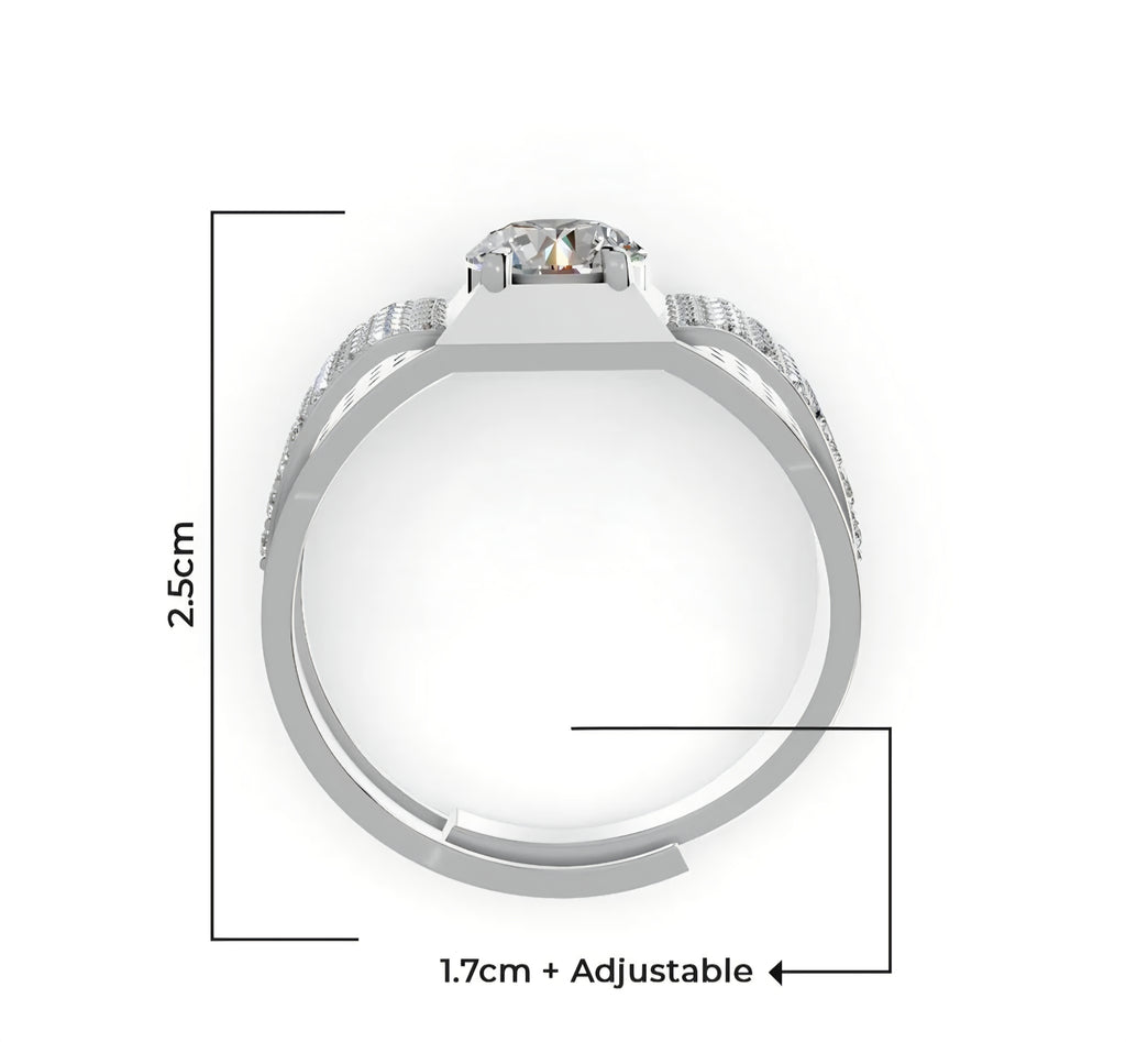 LUSO 92.5% Pure Sterling Silver Solitaire Ring For Men