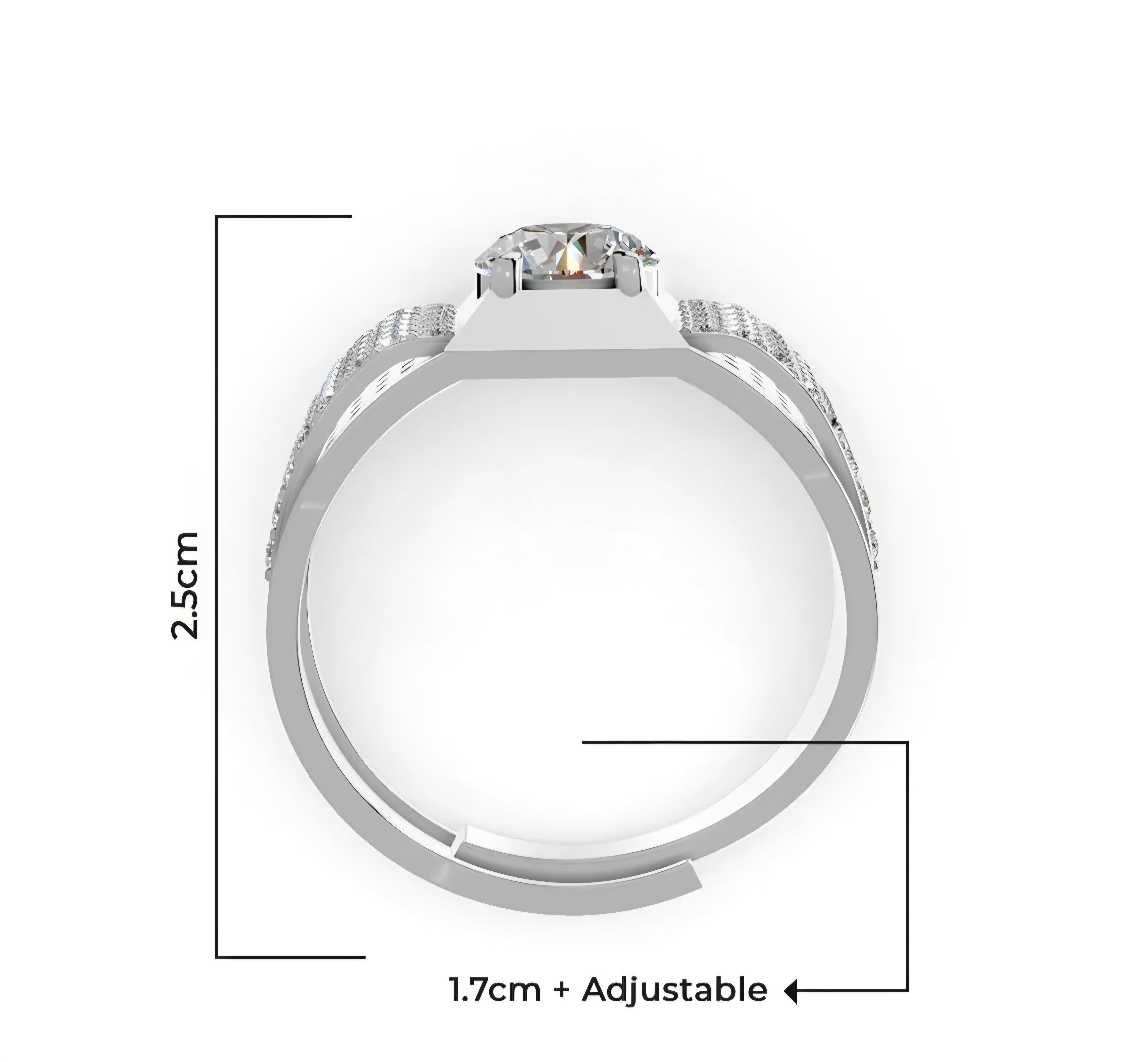 LUSO 92.5% Pure Sterling Silver Solitaire Ring For Men