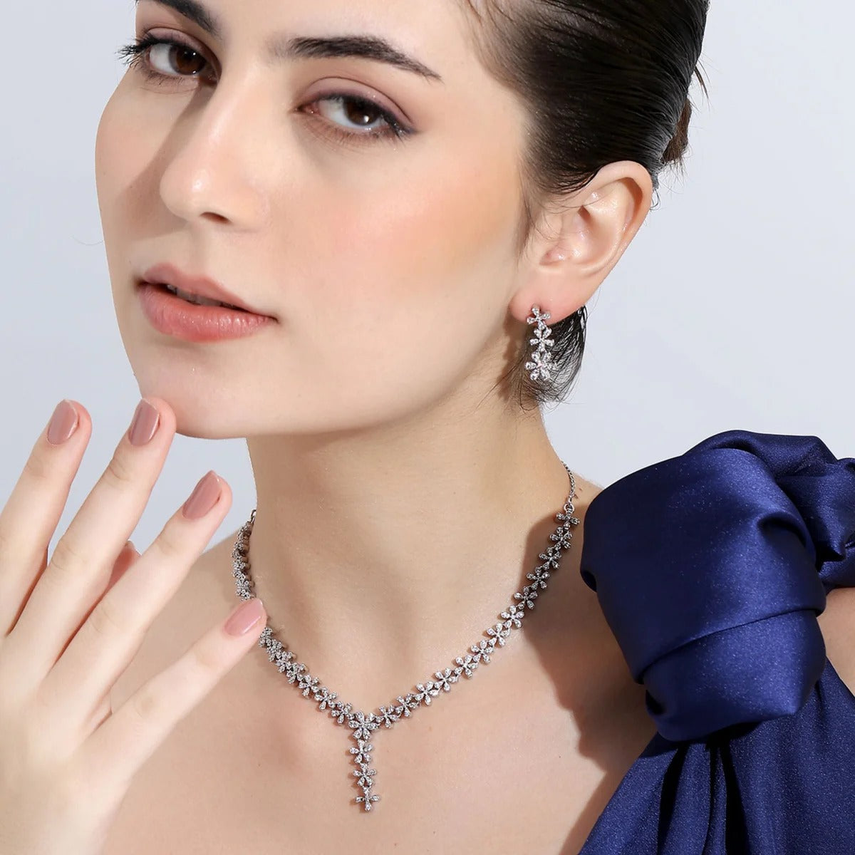 LUSO 92.5% Sterling Silver Necklace & Earring Set