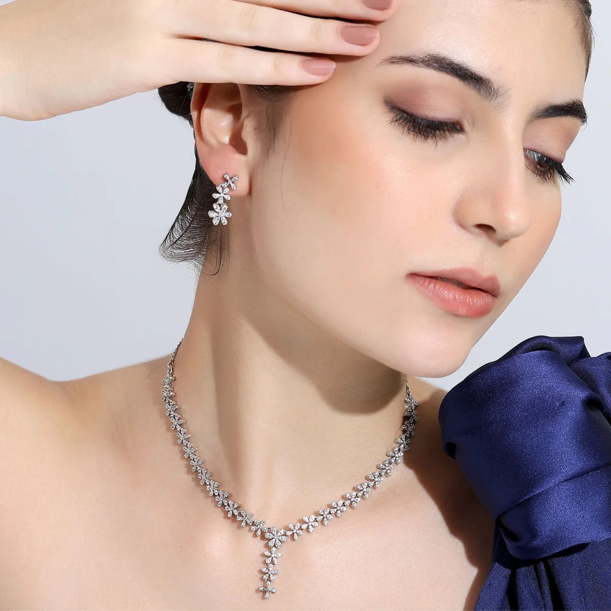 LUSO 92.5% Sterling Silver Necklace & Earring Set