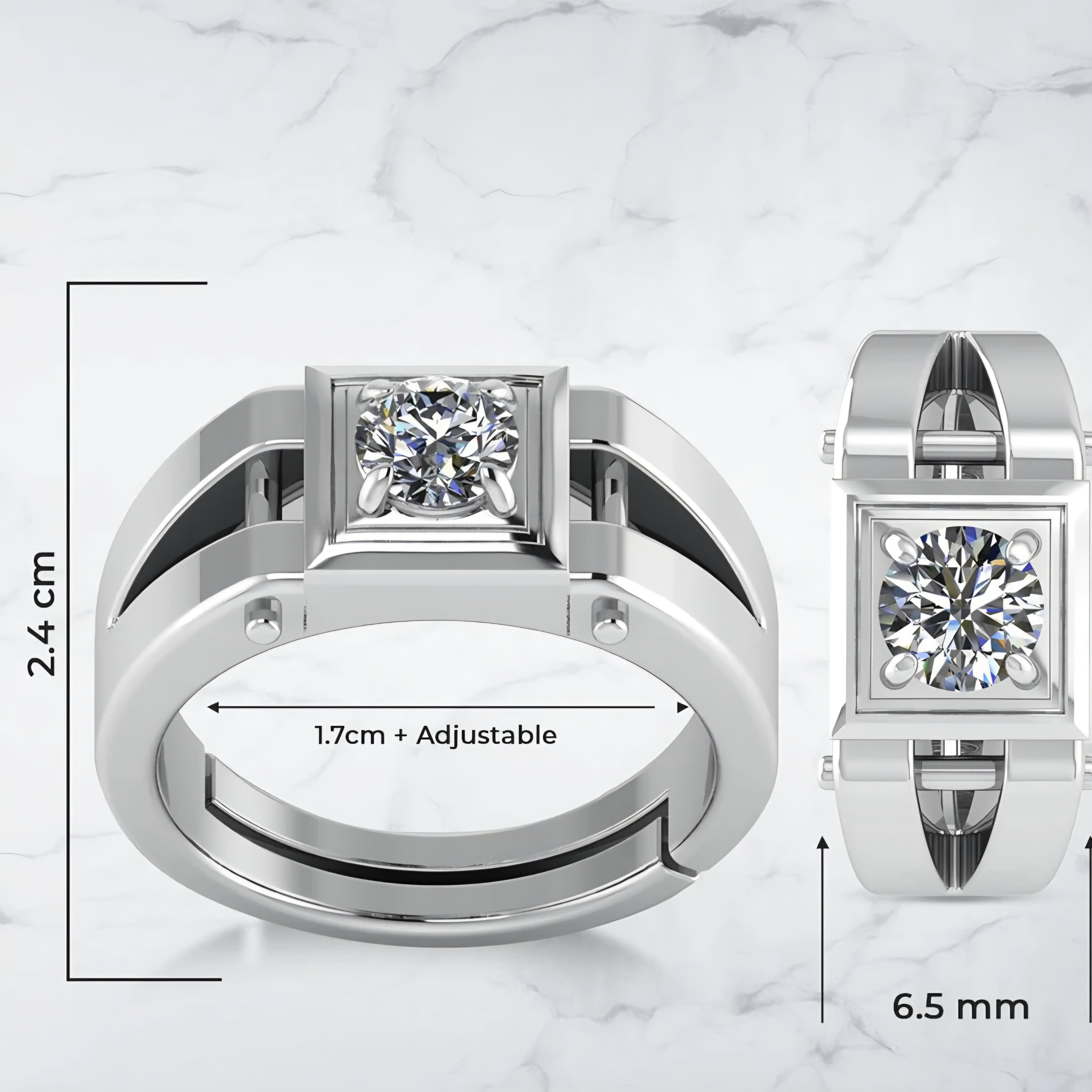 LUSO 92.5% Pure Sterling Silver Stardom Mens Ring