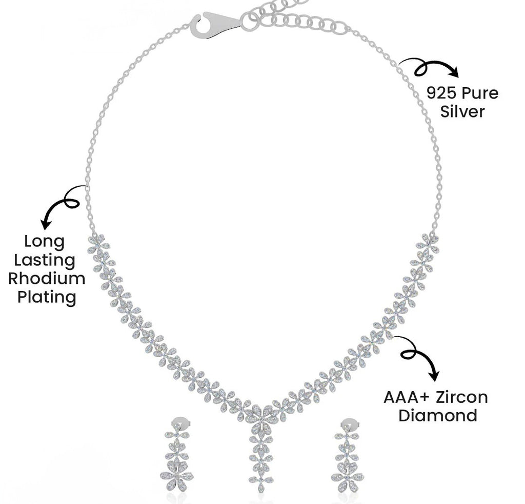 LUSO 92.5% Sterling Silver Necklace & Earring Set