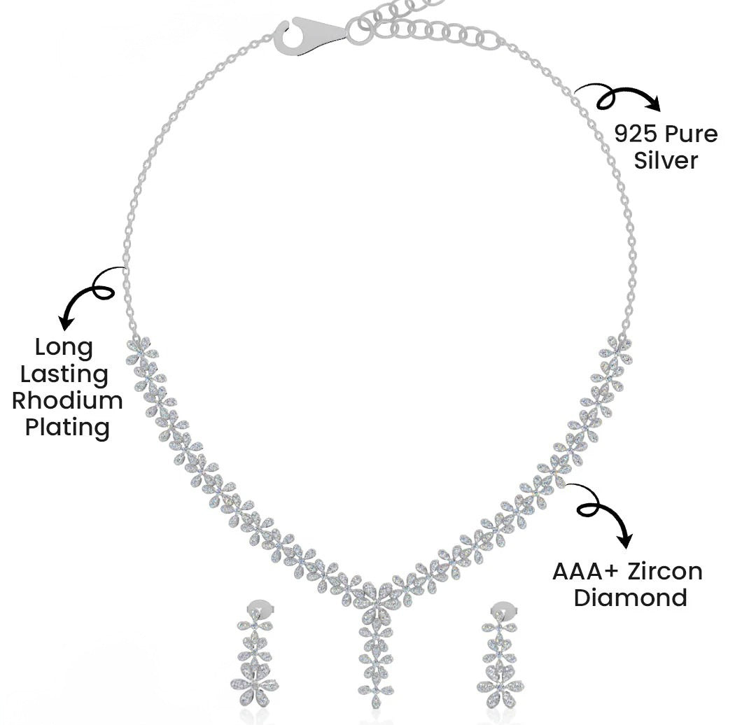 LUSO 92.5% Sterling Silver Necklace & Earring Set