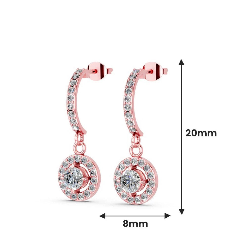 LUSO 92.5% Pure Sterling Silver Rose Gold Plated Dangle Earrings
