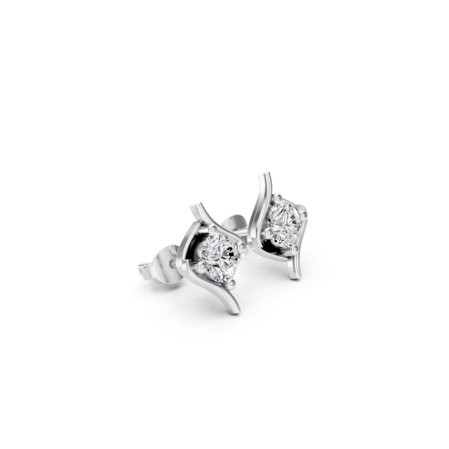 LUSO 92.5% Pure Sterling Silver Swirl Stud Earrings with Zircon Stone