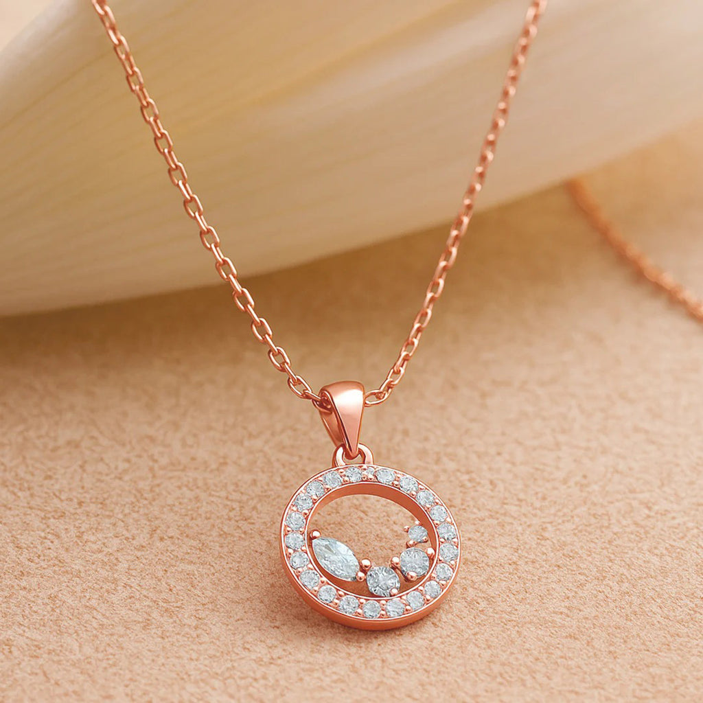 LUSO 925% Pure Sterling Silver Rose Gold Plated Circular Pendant