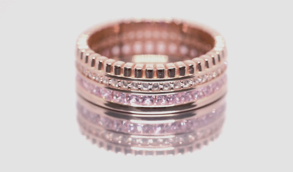 LUSO 925 Silver 24K Rose Gold Plated band style ring