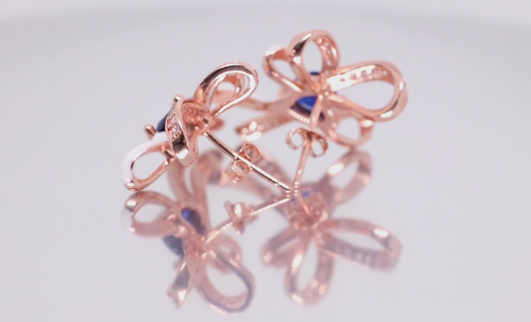 Luso 92.5% Pure Sterling Silver Floral Blue Stone Earrings