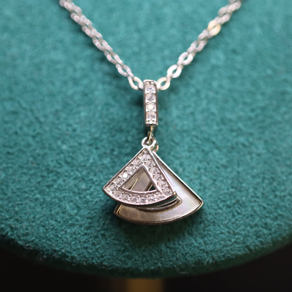 LUSO 92.5% Sterling Silver Dual Triangle Necklace