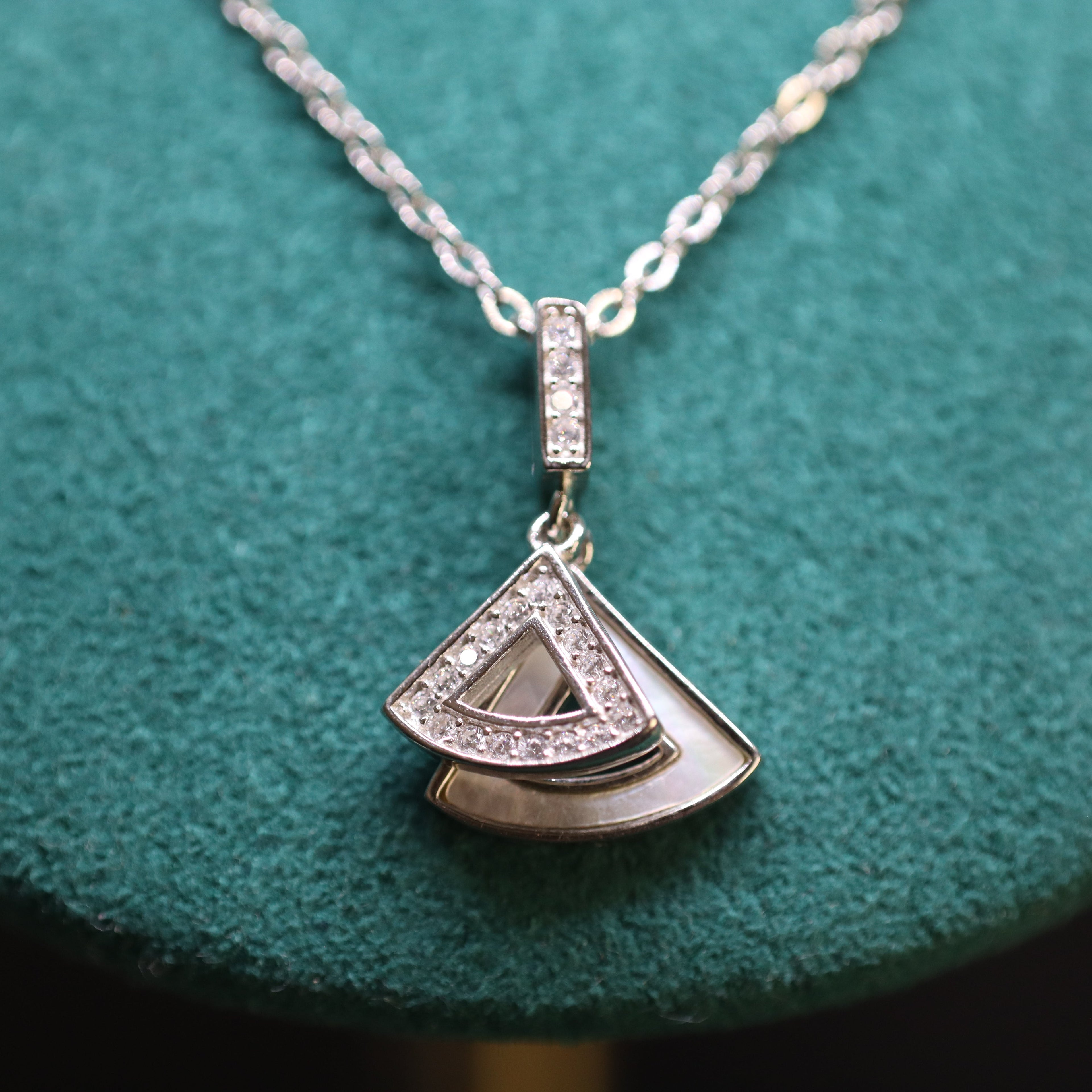 LUSO 92.5% Sterling Silver Dual Triangle Necklace