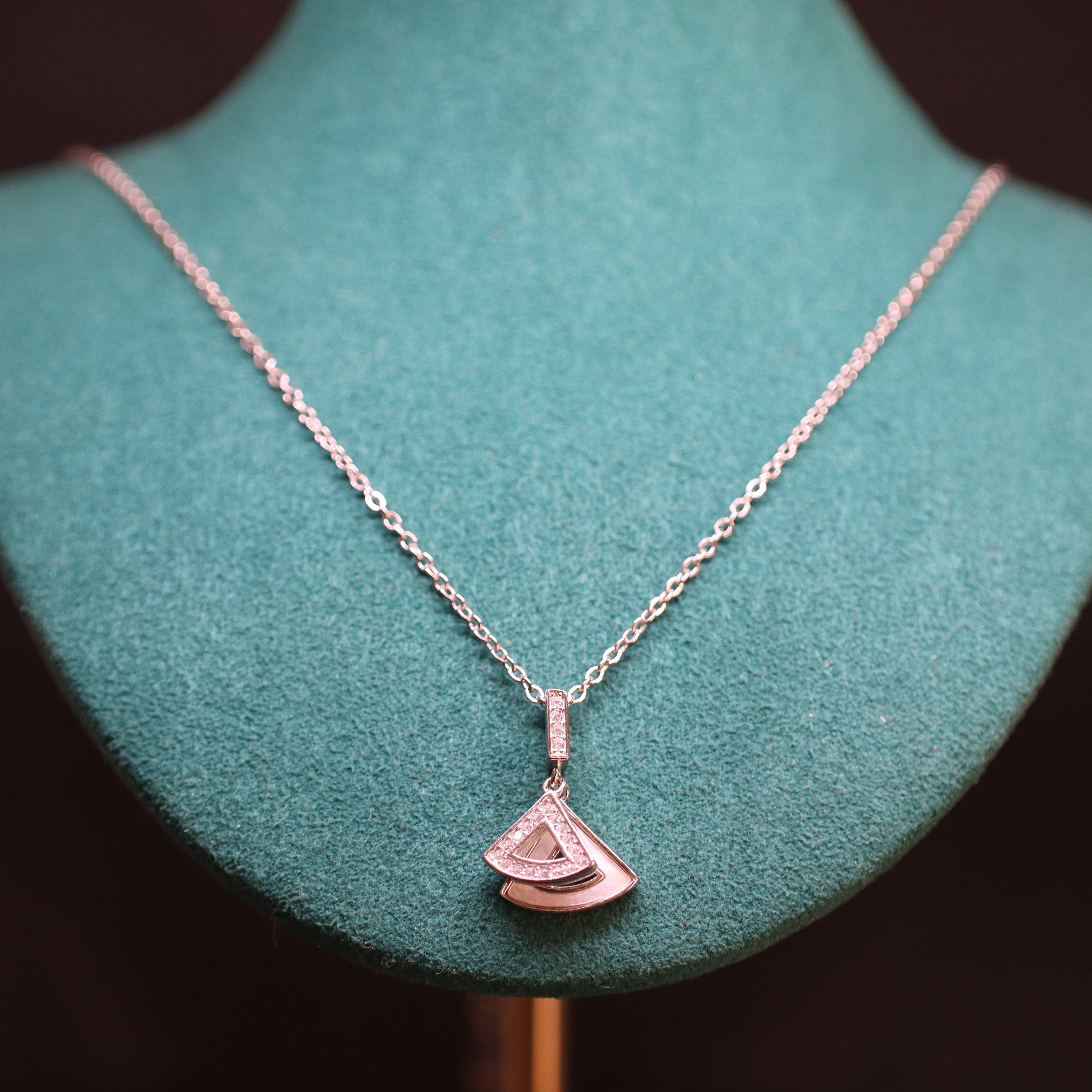 LUSO 92.5% Sterling Silver Dual Triangle Necklace