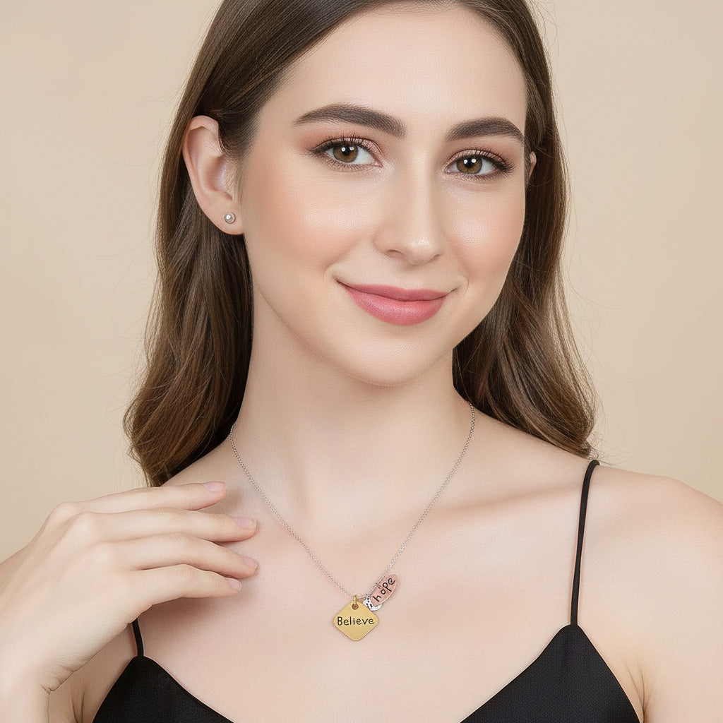 LUSO 92.5% Pure Sterling Silver Believe in hope Necklace