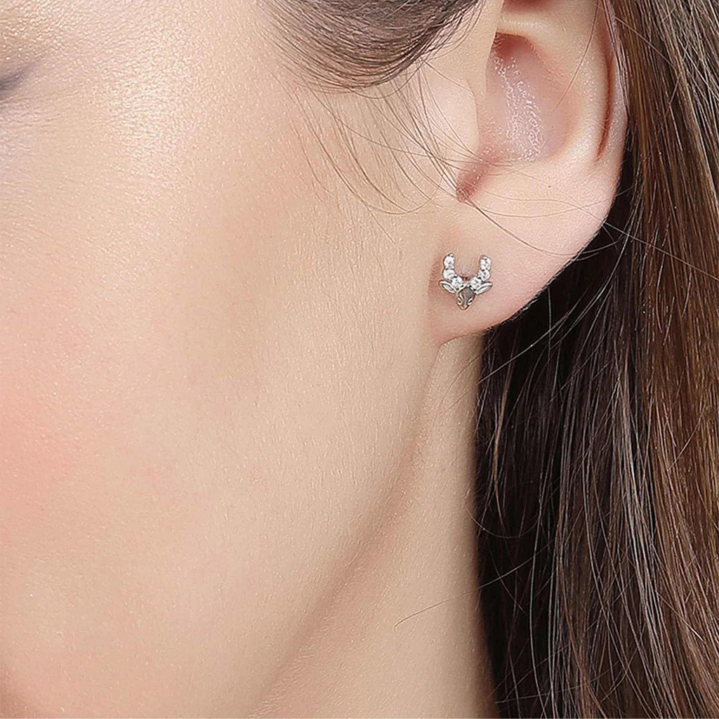 LUSO 92.5% Pure Sterling Silver Deer Stud Earrings