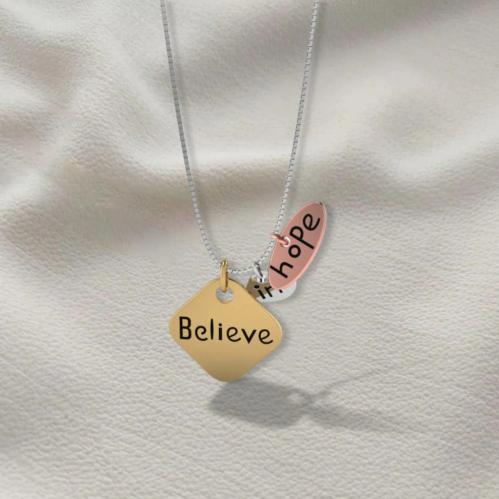 LUSO 92.5% Pure Sterling Silver Believe in hope Necklace