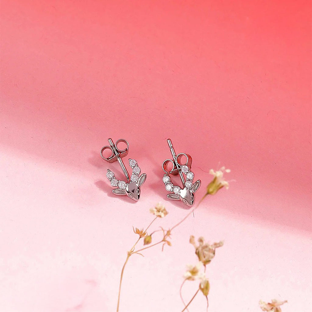 LUSO 92.5% Pure Sterling Silver Deer Stud Earrings